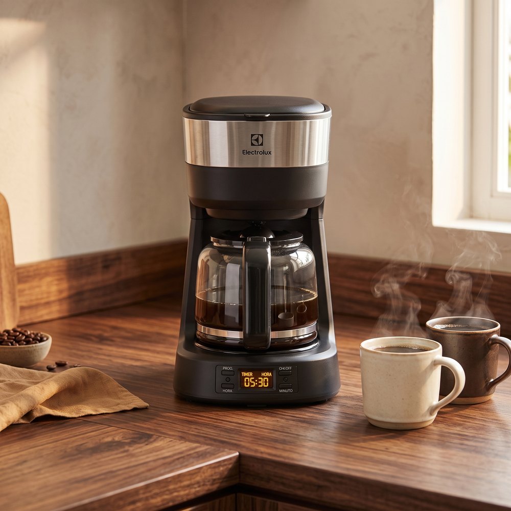 Cafeteira elétrica de 1,2 litro com timer, 30 xícaras