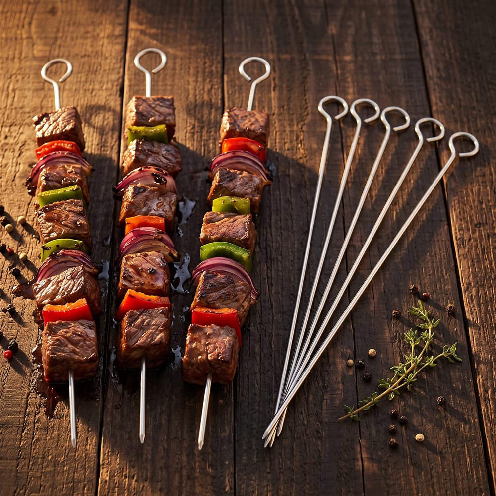 Jogo de espetos de churrasco em inox