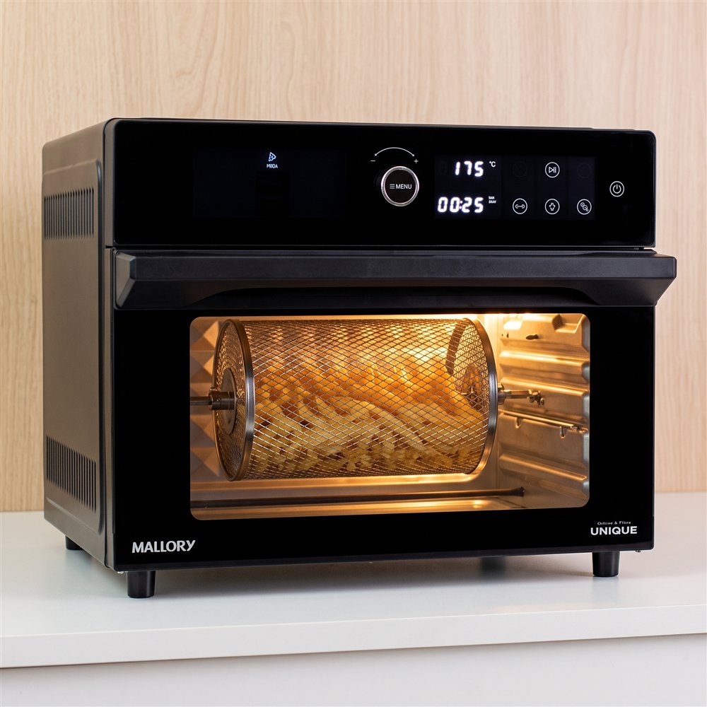 Forno air fryer de 30 litros com cesto rotativo