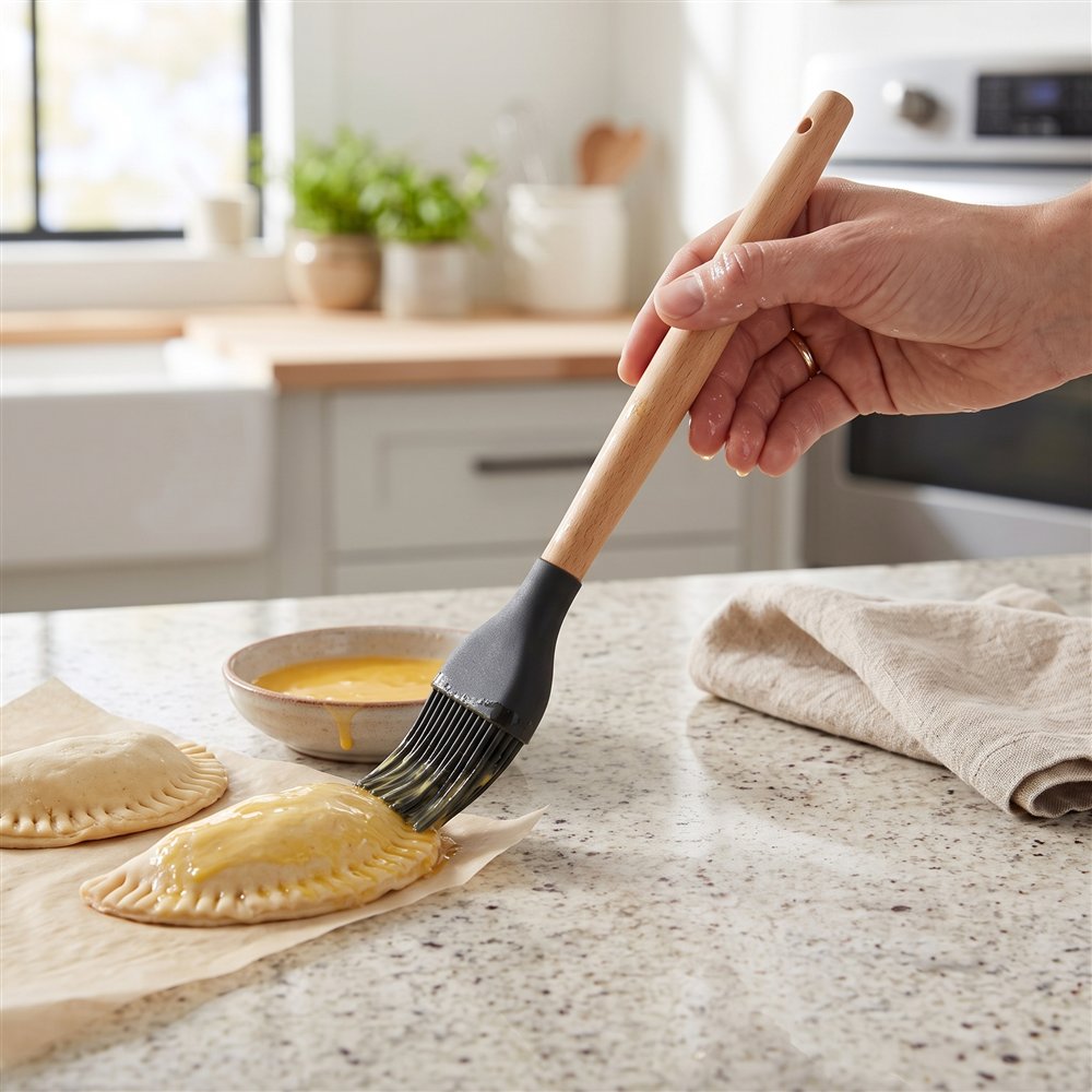 Pincel de silicone com cabo de bambu