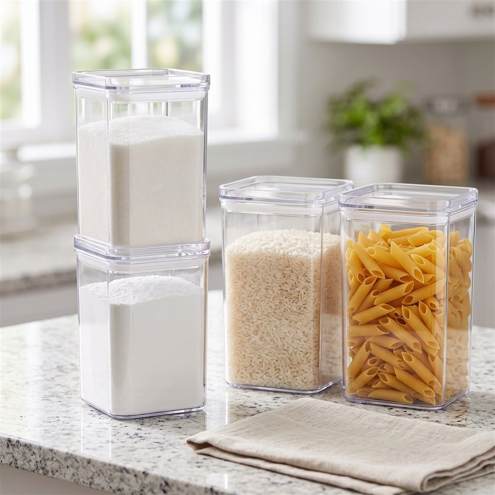 Potes quadrados de 1 litro, kit com 4