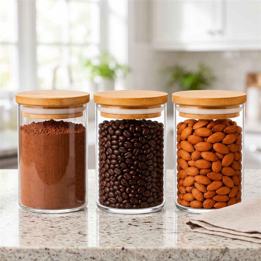 Potes de vidro de 350 ml, kit com 3